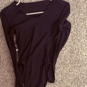 SHEIN Black Ribbed Knit Top